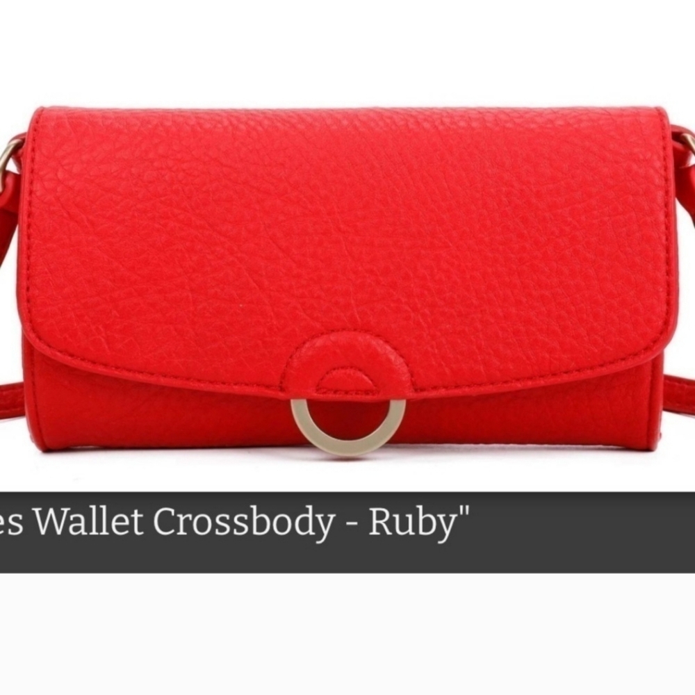 NWT AMPERE Vegan Agnes Wallet Crossbody Ruby Red with RFID BLOCKING Protection